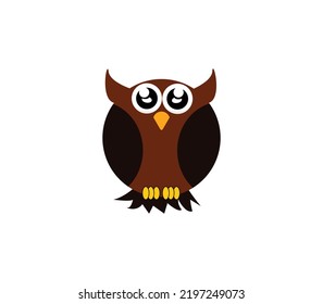 cartoon owl, brown owl.illustration vector funny owl isolated on white background