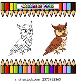 Cartoon owl for coloring book