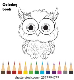 cartoon owl coloring book design illustration 