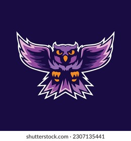 Cartoon Owl with dark purple background