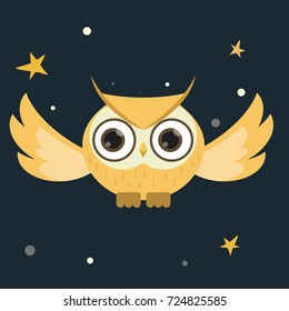 cartoon owl flying at night