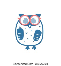 Cartoon Owl in glasses for reading