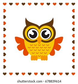 cartoon owl with heart on the background