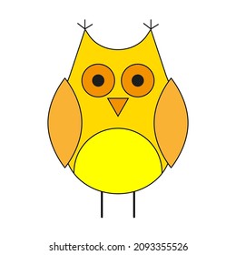 Cartoon owl icon. Colorful sign. Cute animal. Orange and yellow. Education symbol. Vector illustration. Stock image. 