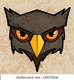 Cartoon owl illustration with color and texture