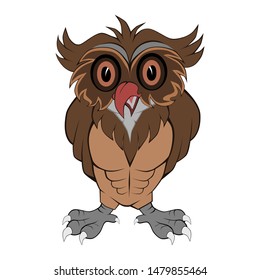 Cartoon owl illustration on a white background,educational symbol Learn intelligence