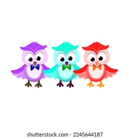 Cartoon owl isolated on white background cartoon owl, vector