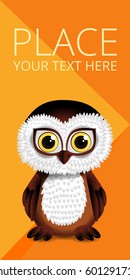 Cartoon owl on envelope background. Vector illustration.
