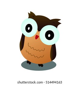 Cartoon owl on the white background 