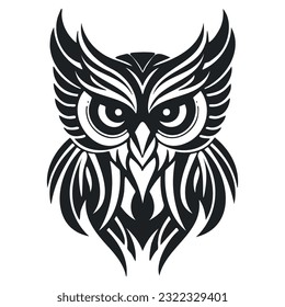 cartoon owl outline design with editable lines on a white background - vector.