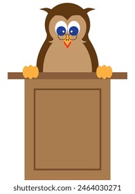 A cartoon owl is at a podium making a speech
