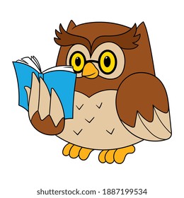 Cartoon Owl Reading Book Illustration Stock Vector (Royalty Free ...