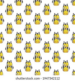 Cartoon owl. Seamless pattern for simple backgrounds, textures, wallpapers, and packaging. Flat design.