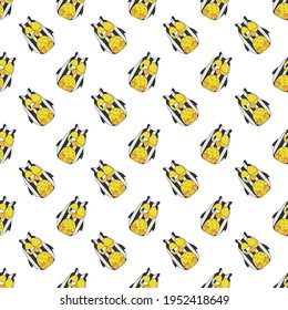 Cartoon owl. Seamless pattern for simple backgrounds, textures, wallpapers, and packaging. Flat design.