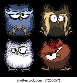 cartoon owl set