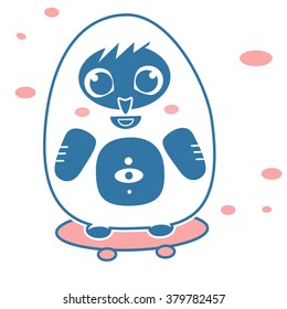 Cartoon owl with skateboard vector eps 10