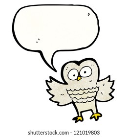 búho de dibujos animados con burbuja de discursos