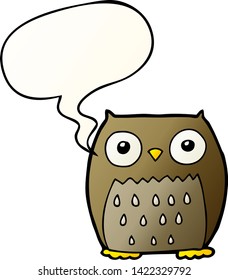 cartoon owl with speech bubble in smooth gradient style