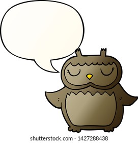 cartoon owl with speech bubble in smooth gradient style