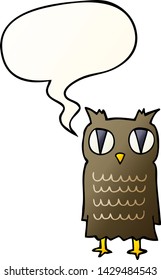cartoon owl with speech bubble in smooth gradient style