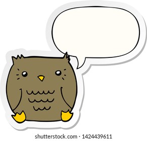 cartoon owl with speech bubble sticker