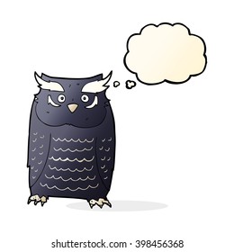 cartoon owl with thought bubble