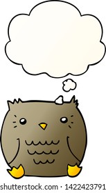 cartoon owl with thought bubble in smooth gradient style