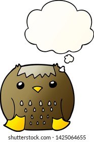 cartoon owl with thought bubble in smooth gradient style
