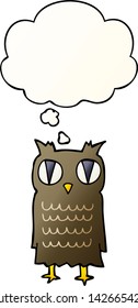 cartoon owl with thought bubble in smooth gradient style