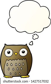 cartoon owl with thought bubble in smooth gradient style