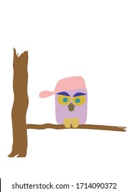Kartooneule am Baum