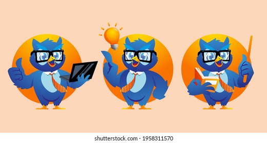 Cartoon owl using glasses mascot design