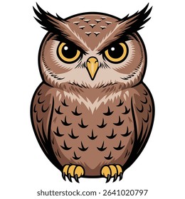 Cartoon owl vector art isolated on white background