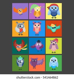 Cartoon owl vector isolated