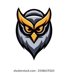 A cartoon owl with yellow eyes and orange beak. The owl is looking at the camera. The owl is the mascot for a sports team