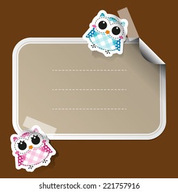 Cartoon owls sticker with place for text