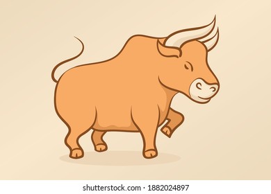 Cartoon ox bull cow vector illustration set isolated