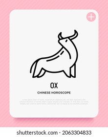 Cartoon ox dünne Linie Symbol. Moderne Vektorgrafik für Chinesisches Horoskop.