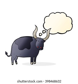 cartoon ox with thought bubble