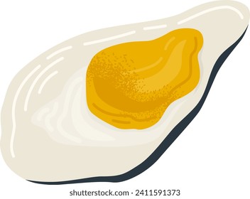 Cartoon oyster with a golden pearl, marine life vector illustration. Seafood delicacy, luxury food vector illustration.