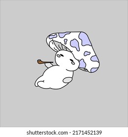 cartoon oyster mushroom lying down relaxing