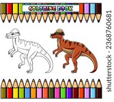 Cartoon Pachycephalosaurus for coloring book