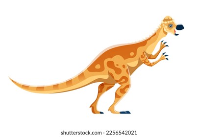 Cartoon Pachycephalosaurus dinosaur character. Isolated paleontology lizard, Cretaceous period animal with skull bony dome. Prehistoric reptile, extinct herbivorous dinosaur vector cute personage