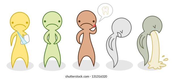 Cartoon pack of sick people