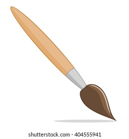 Cartoon paint brush isolated on white background, vector illustration.