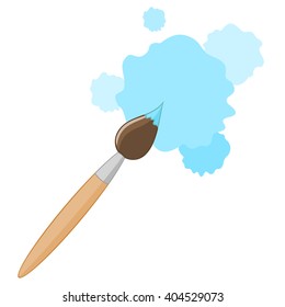 Cartoon paint brush on white background.