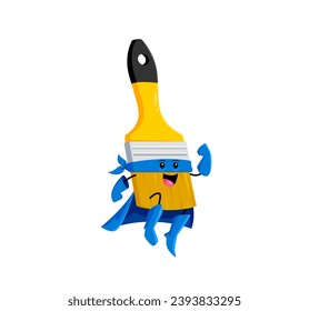 Cartoon paint brush superhero character. Isolated vector comic paintbrush defender tool personage with artistic superpowers, sweeps away dullness and brings creativity and imagination to life