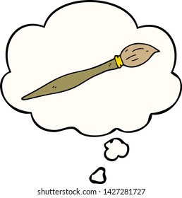 cartoon paint brush with thought bubble