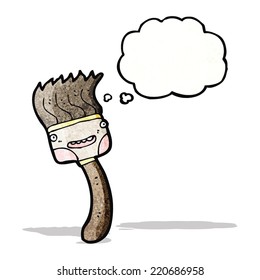 Cartoon-Malerpinsel mit Gedankenblase