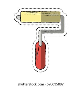 cartoon paint roller tool icon